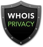 scudo metálico con el texto 'WHOIS PRIVACY', representando la protección de la información personal en registros de dominio mediante servicios de privacidad WHOIS.